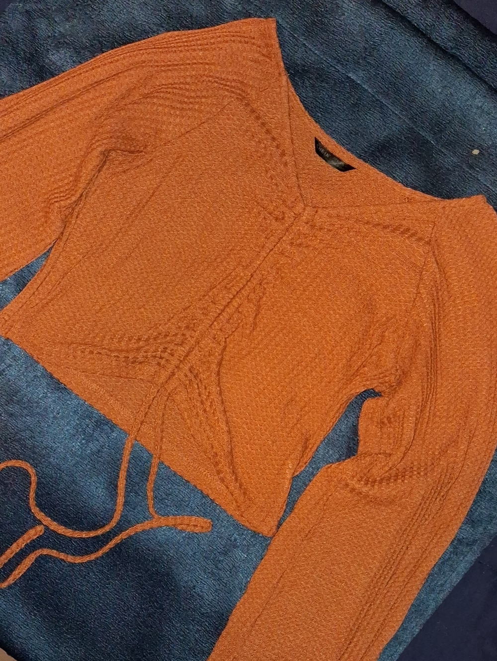 SHEIN Rust Orange Cropped Knit Cardigan